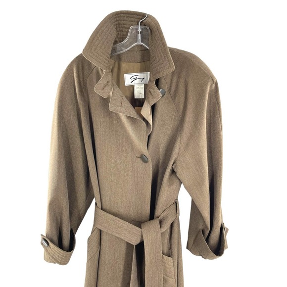Italian PURE WOOL Vintage women’s trench coat with tie belt - Picture 4 of 6